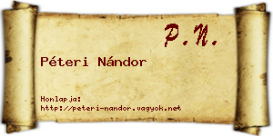 Péteri Nándor névjegykártya